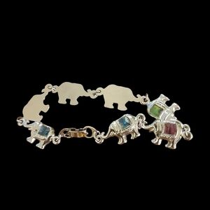 Vintage Stone Accent Elephant Bracelet